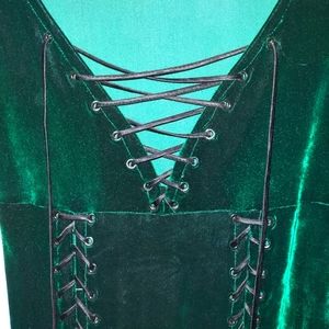 Rebecca Danenberg stretch Velvet Green Gown Size M